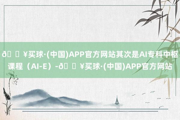 🔥买球·(中国)APP官方网站其次是AI专科中枢课程（AI-E）-🔥买球·(中国)APP官方网站