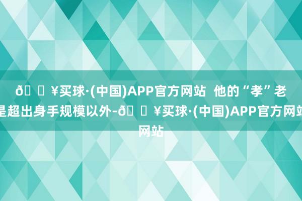 🔥买球·(中国)APP官方网站  他的“孝”老是超出身手规模以外-🔥买球·(中国)APP官方网站